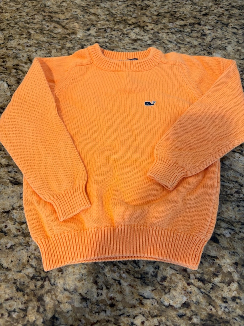 KIDS 4T Vineyard Vines Orange Crewneck Sweater with Navy Whale Logo